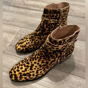 J. Jill Melodie Hair-calf Leather Leopard Print Ankle Bootie Size 9